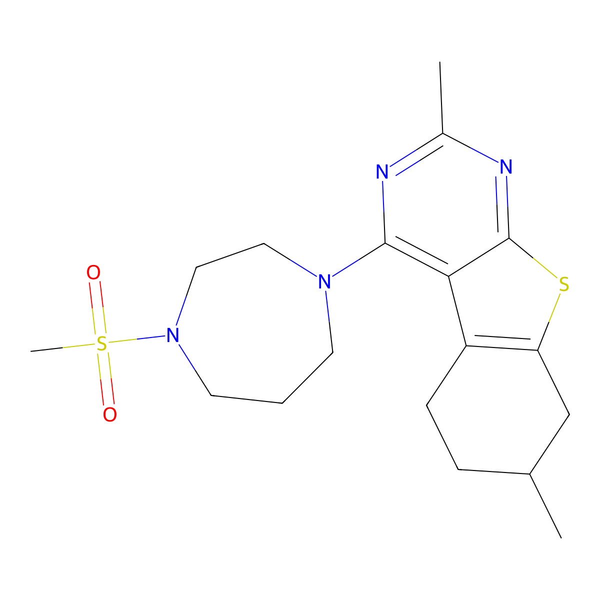3-(4-Methanesulfonyl-1,4-diazepan-1-yl)-5,11-dimethyl-8-thia-4,6-diazatricyclo[7.4.0.0^{2,7}]trideca-1(9),2,4,6-tetraene molecular structure, CAS 2877638-28-1
