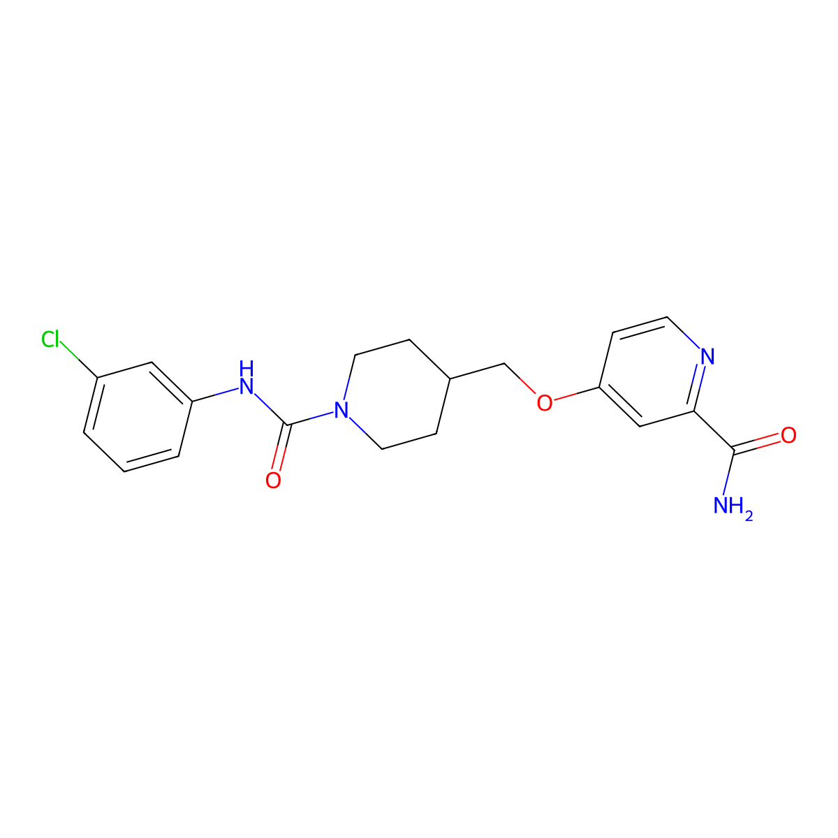 4-({1-[(3-Chlorophenyl)carbamoyl]piperidin-4-yl}methoxy)pyridine-2-carboxamide molecular structure, CAS 2877638-34-9
