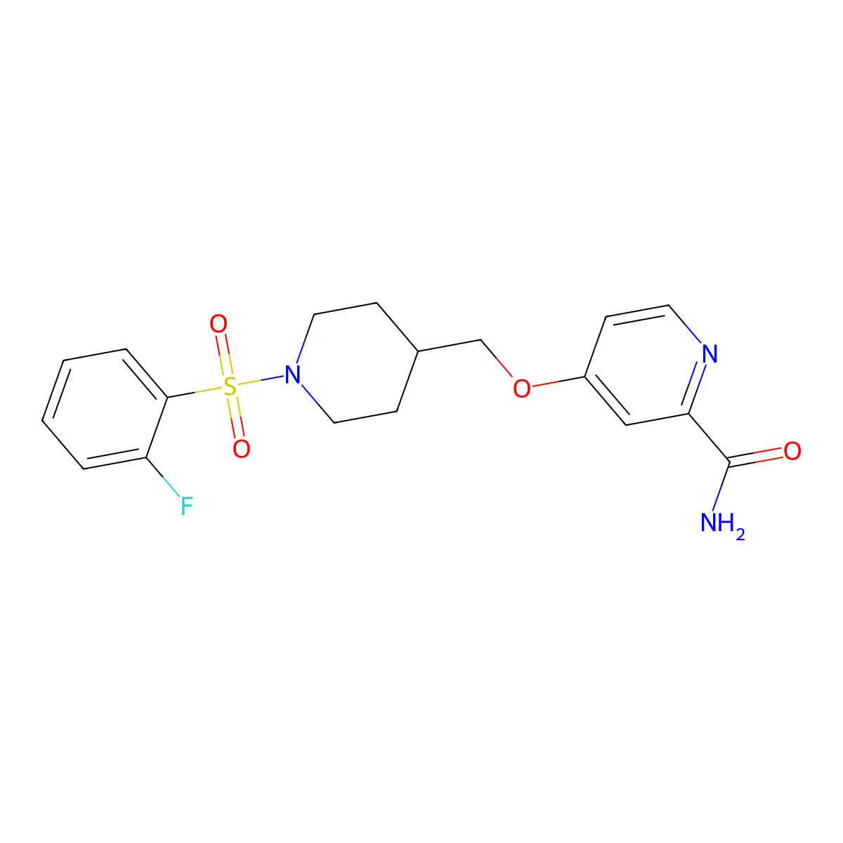 4-{[1-(2-Fluorobenzenesulfonyl)piperidin-4-yl]methoxy}pyridine-2-carboxamide molecular structure, CAS 2877638-37-2