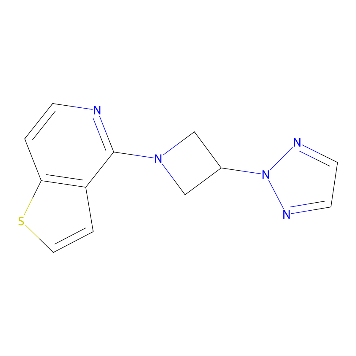 2-(1-{thieno[3,2-c]pyridin-4-yl}azetidin-3-yl)-2H-1,2,3-triazole molecular structure, CAS 2877638-43-0