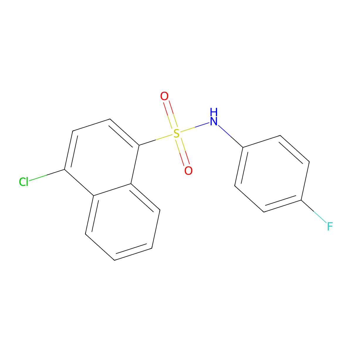 4-chloro-N-(4-fluorophenyl)naphthalene-1-sulfonamide molecular structure, CAS 2877638-47-4
