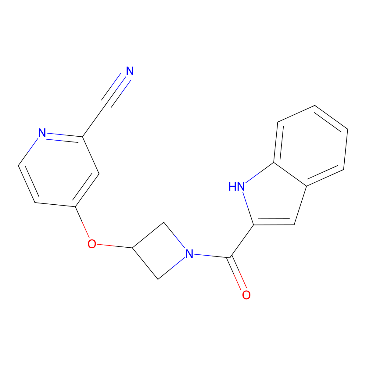4-{[1-(1H-indole-2-carbonyl)azetidin-3-yl]oxy}pyridine-2-carbonitrile molecular structure, CAS 2877638-51-0