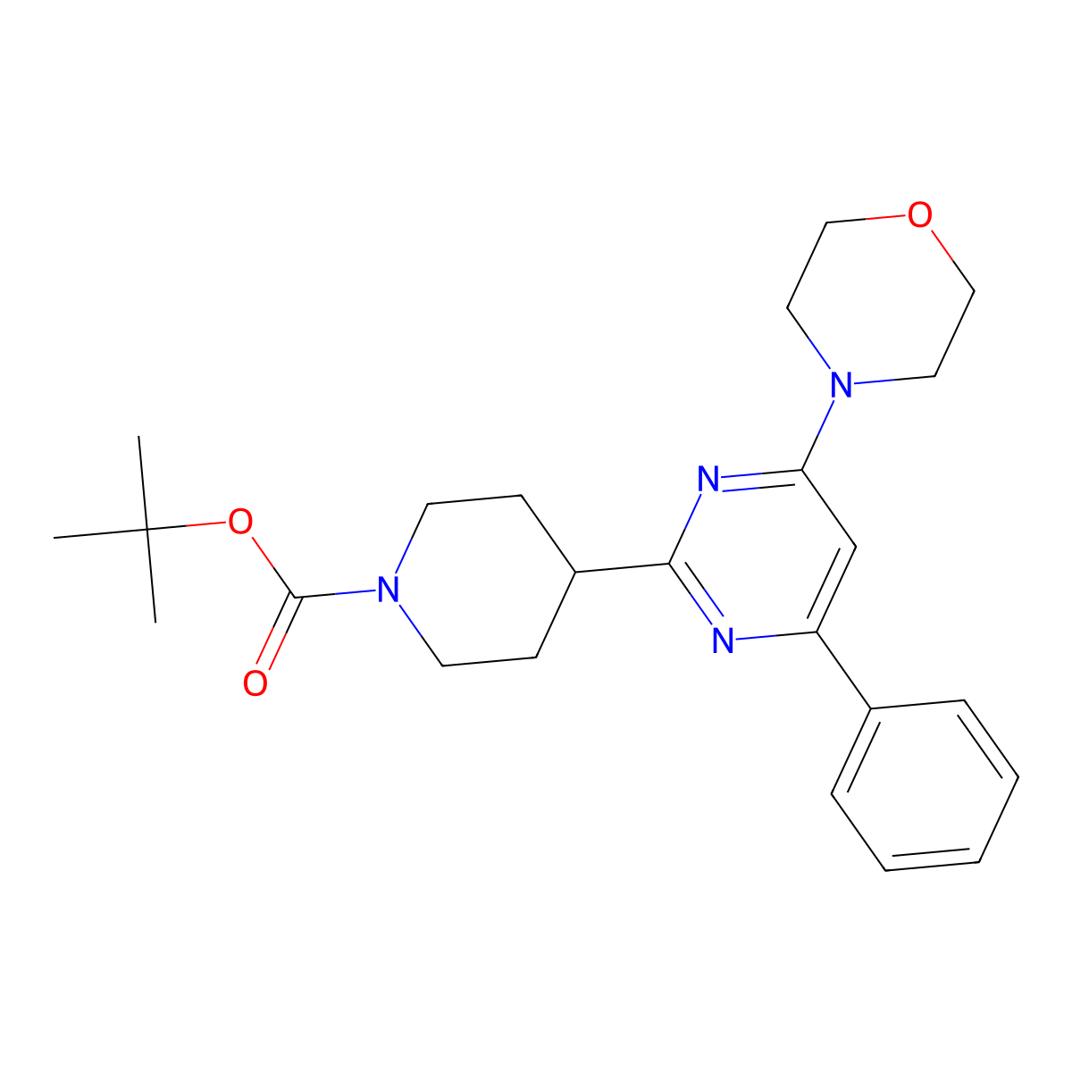 Tert-butyl 4-[4-(morpholin-4-yl)-6-phenylpyrimidin-2-yl]piperidine-1-carboxylate molecular structure, CAS 2877638-53-2