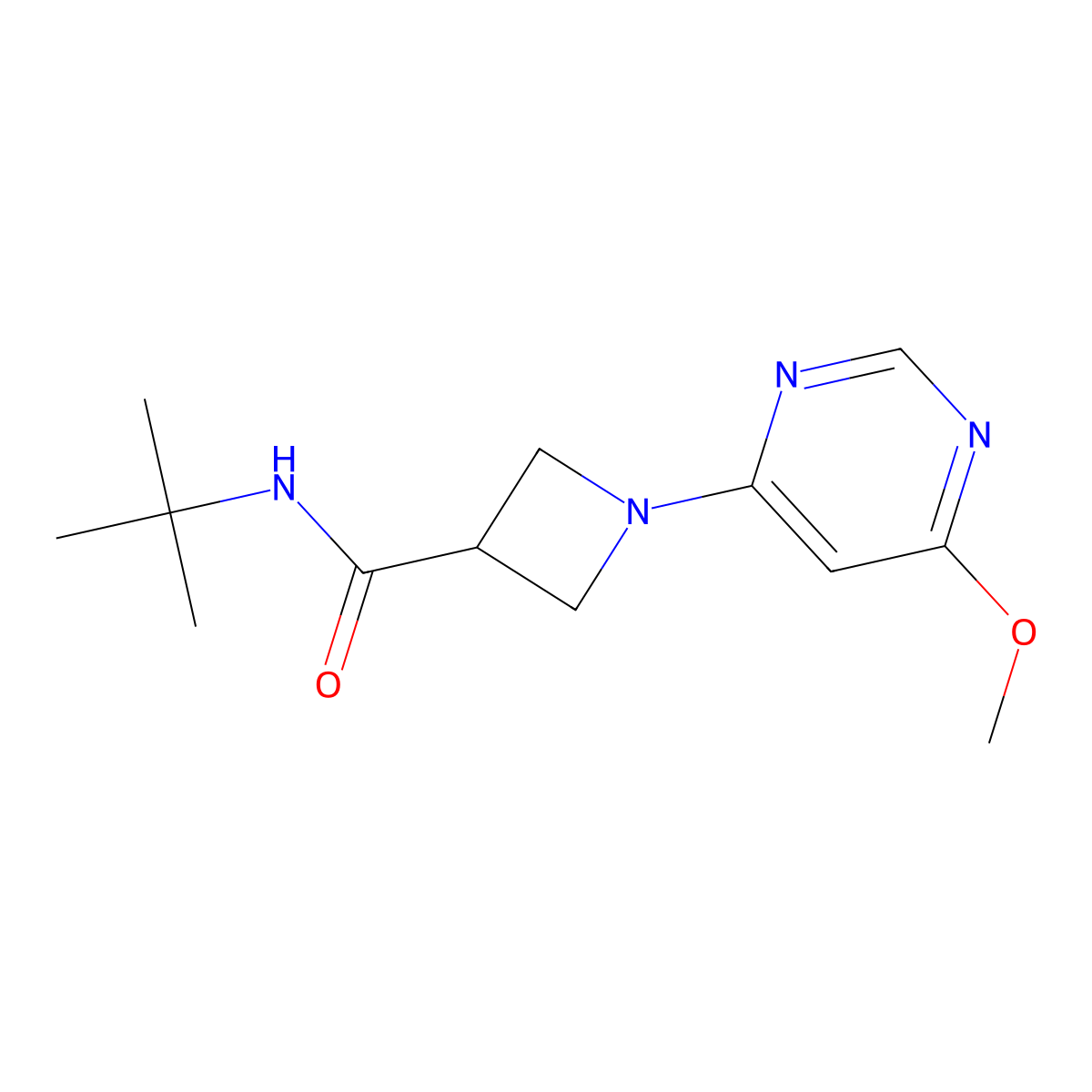 N-tert-butyl-1-(6-methoxypyrimidin-4-yl)azetidine-3-carboxamide molecular structure, CAS 2877638-59-8