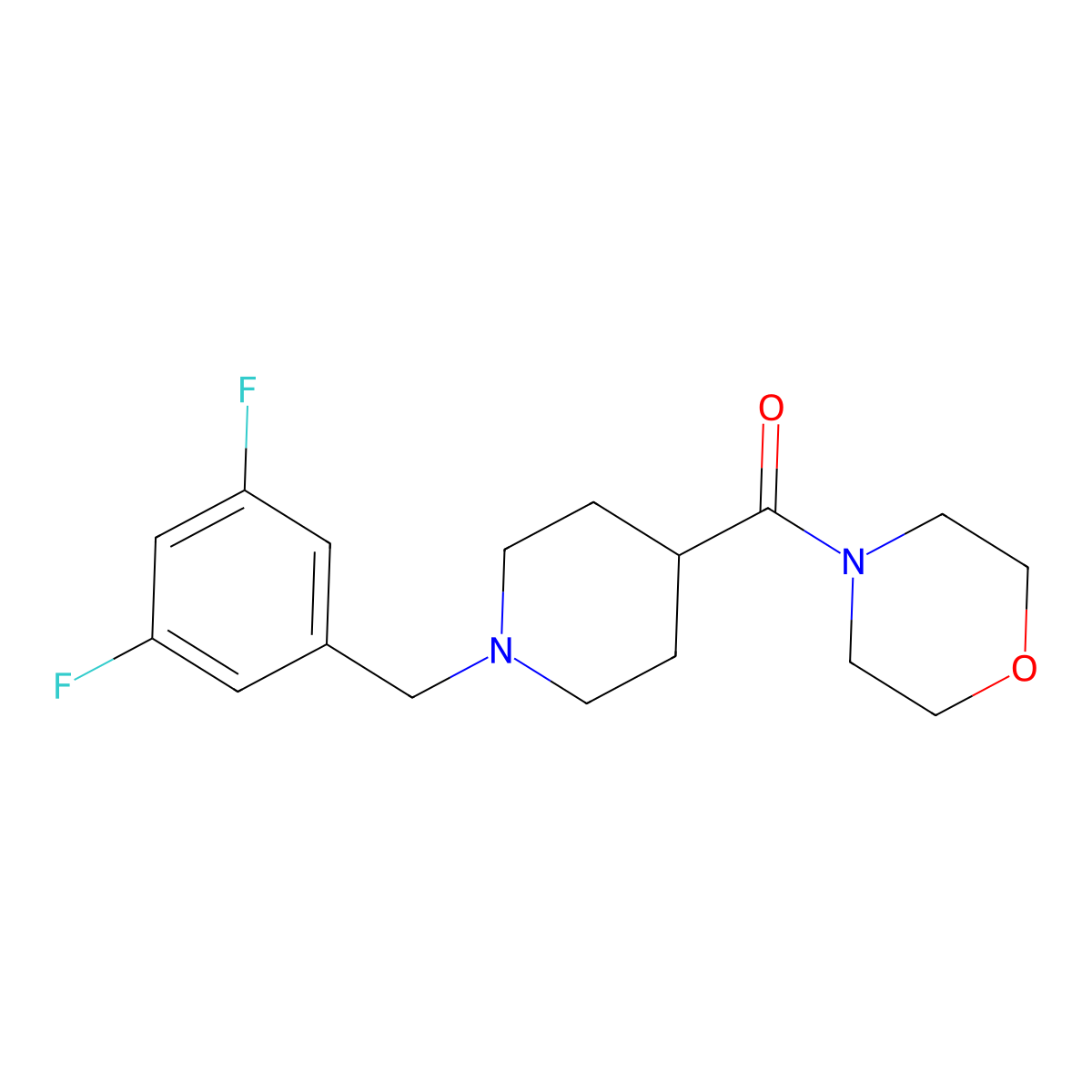 4-{1-[(3,5-Difluorophenyl)methyl]piperidine-4-carbonyl}morpholine molecular structure, CAS 2877638-66-7