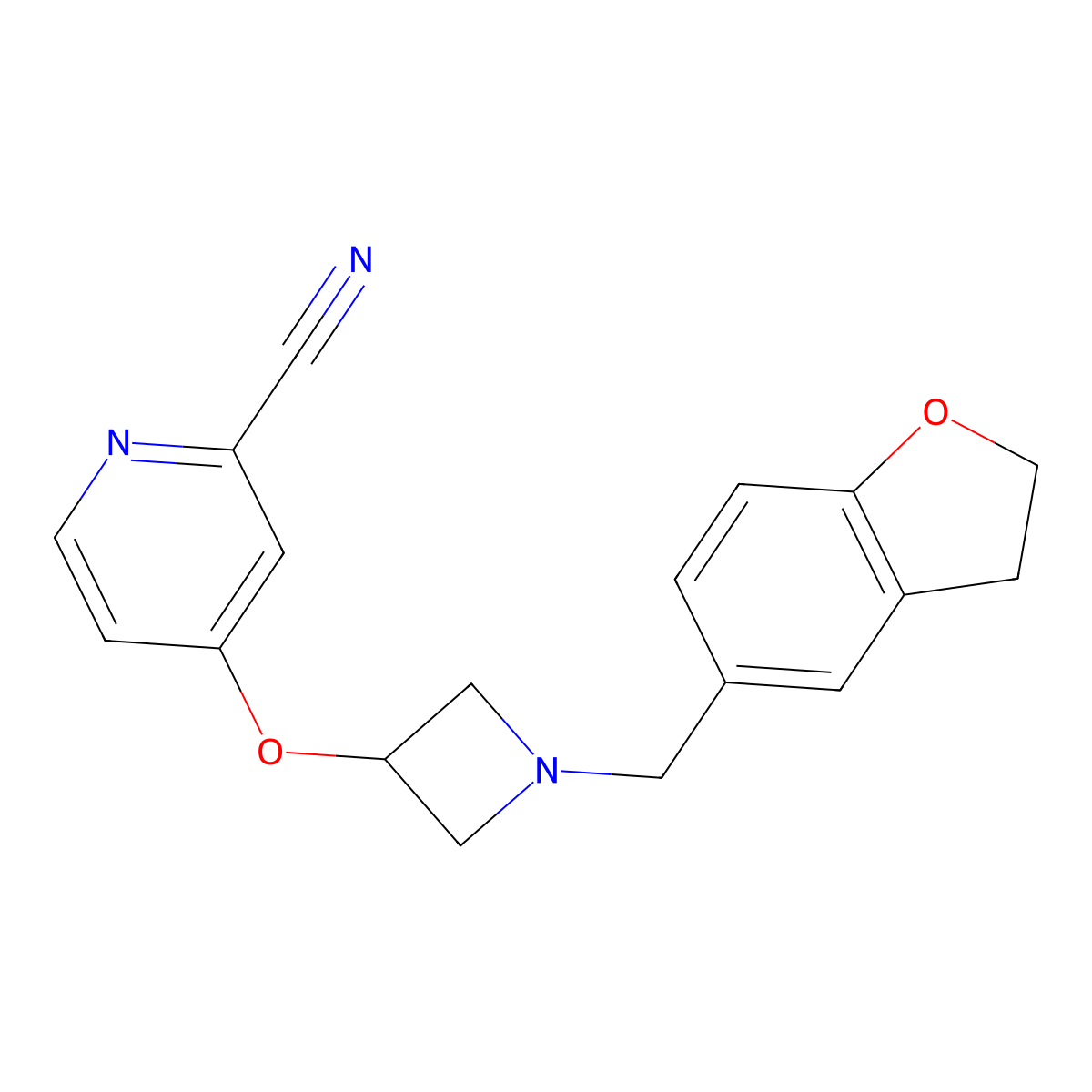 4-({1-[(2,3-Dihydro-1-benzofuran-5-yl)methyl]azetidin-3-yl}oxy)pyridine-2-carbonitrile molecular structure, CAS 2877638-69-0