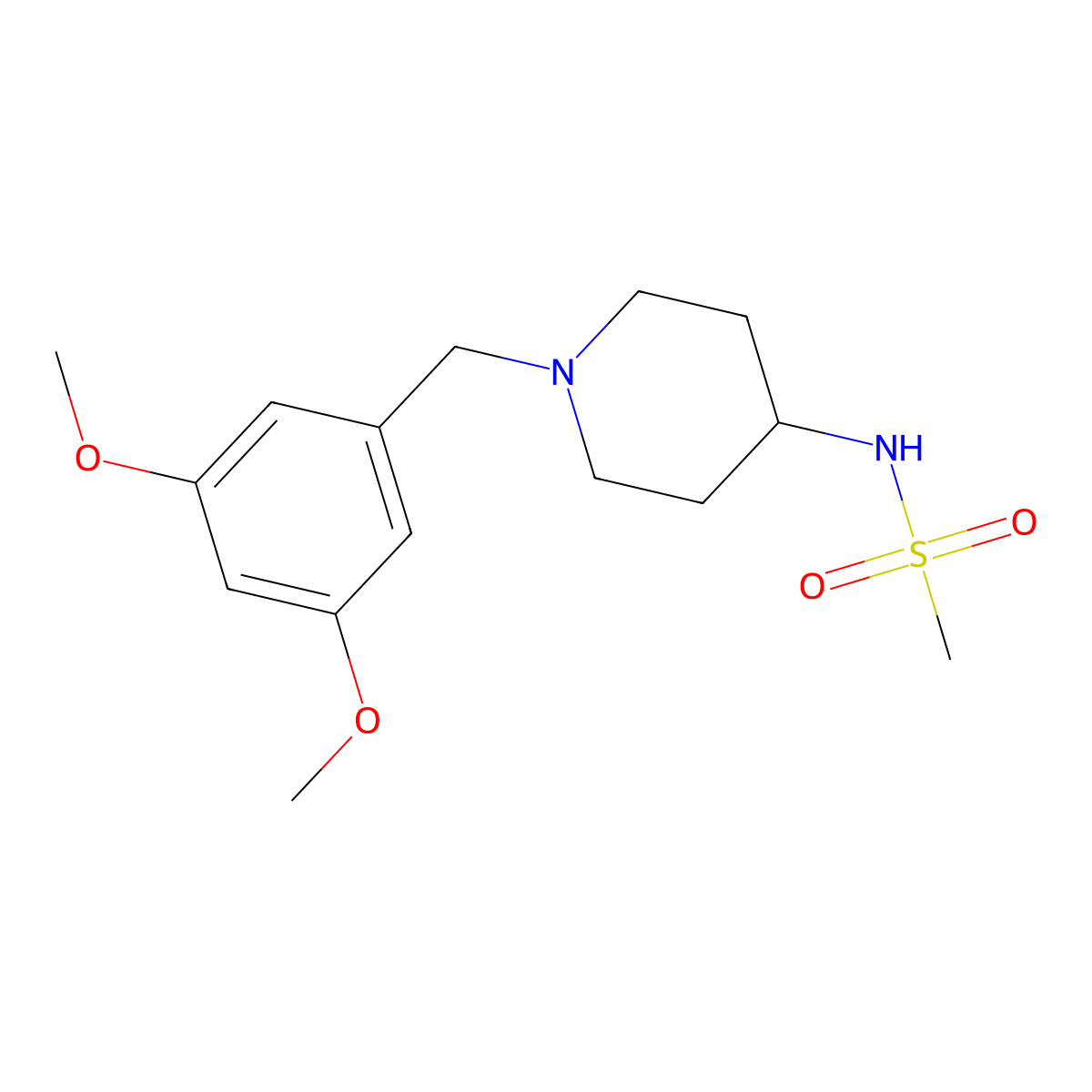 N-{1-[(3,5-dimethoxyphenyl)methyl]piperidin-4-yl}methanesulfonamide molecular structure, CAS 2877638-78-1