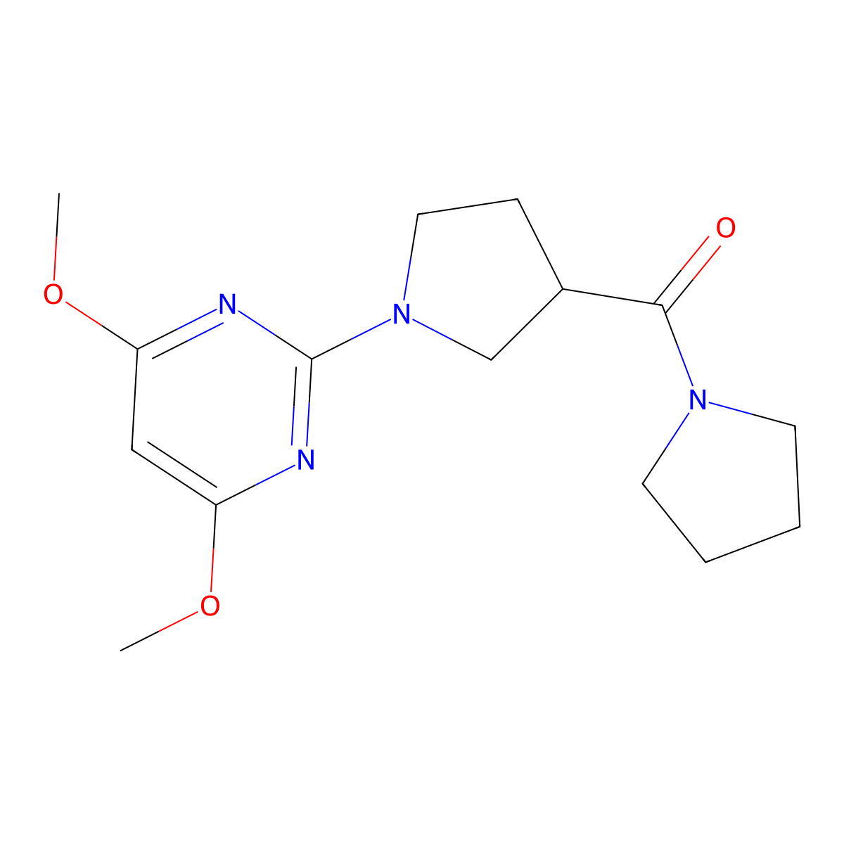 4,6-Dimethoxy-2-[3-(pyrrolidine-1-carbonyl)pyrrolidin-1-yl]pyrimidine molecular structure, CAS 2877638-81-6