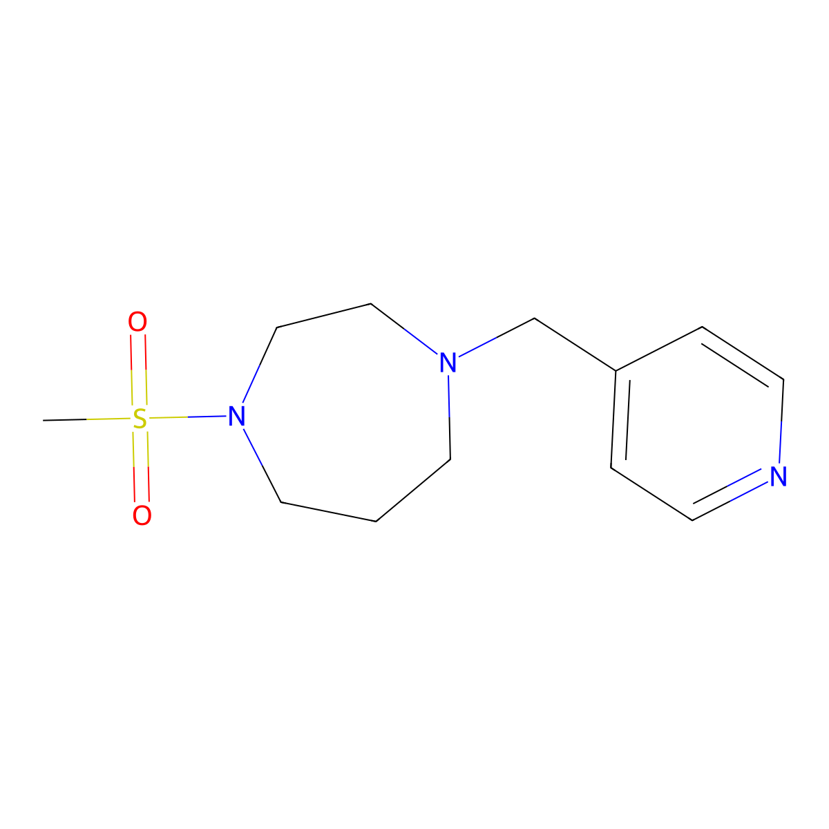 1-Methanesulfonyl-4-[(pyridin-4-yl)methyl]-1,4-diazepane molecular structure, CAS 2877638-83-8