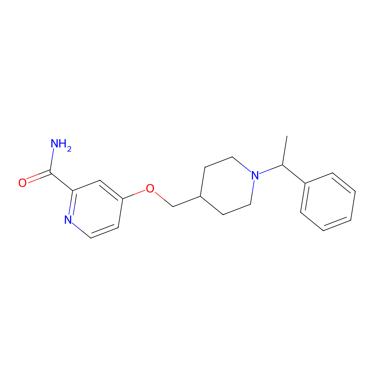 4-{[1-(1-Phenylethyl)piperidin-4-yl]methoxy}pyridine-2-carboxamide molecular structure, CAS 2877638-85-0