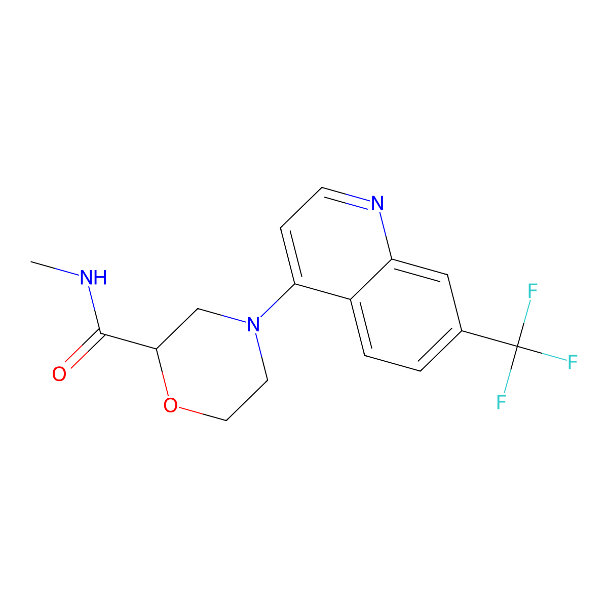 N-methyl-4-[7-(trifluoromethyl)quinolin-4-yl]morpholine-2-carboxamide molecular structure, CAS 2877638-96-3