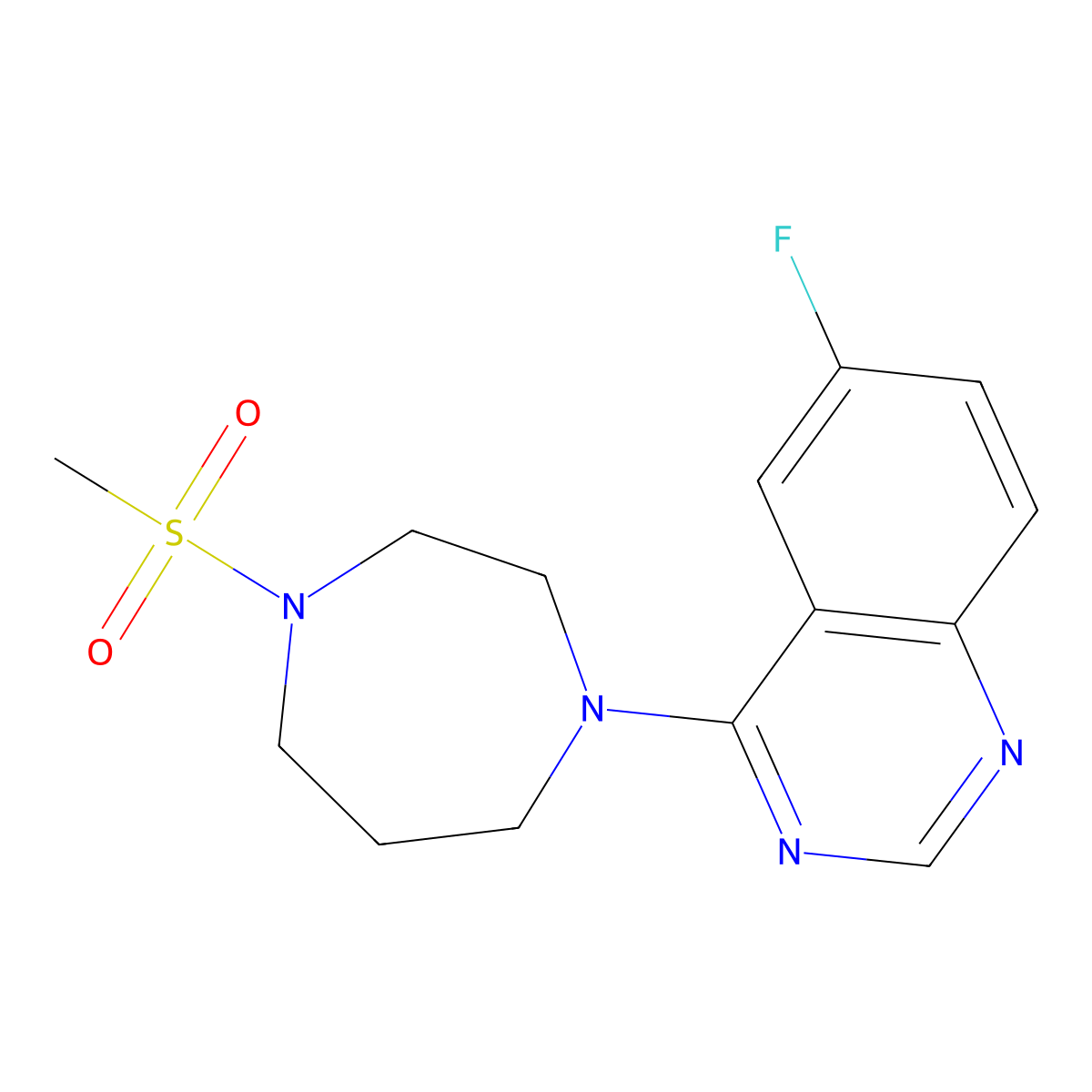 6-Fluoro-4-(4-methanesulfonyl-1,4-diazepan-1-yl)quinazoline molecular structure, CAS 2877638-97-4