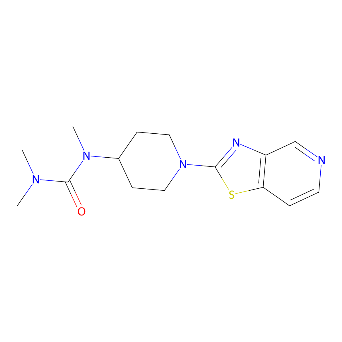 1,3,3-Trimethyl-1-(1-{[1,3]thiazolo[4,5-c]pyridin-2-yl}piperidin-4-yl)urea molecular structure, CAS 2877638-98-5