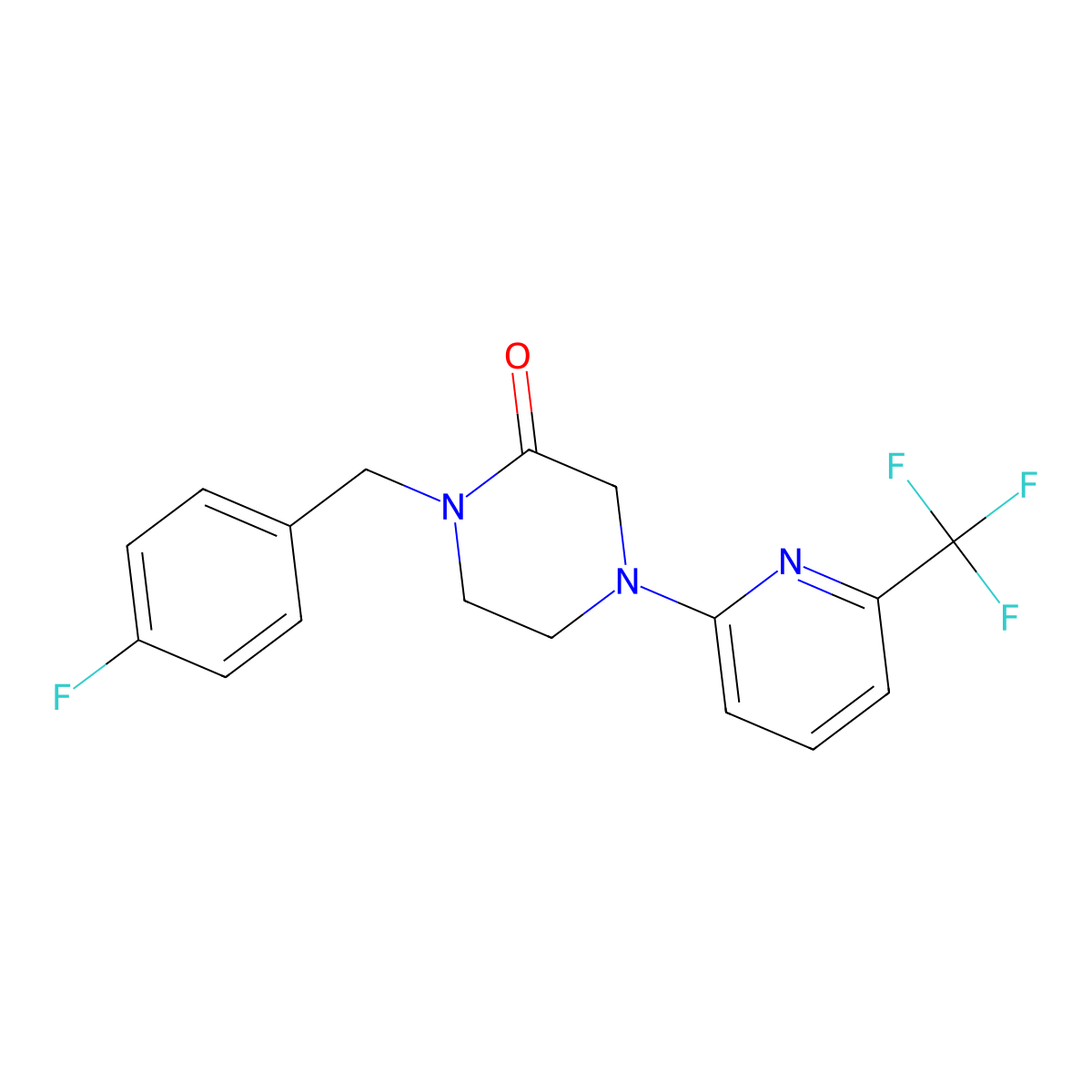 1-[(4-Fluorophenyl)methyl]-4-[6-(trifluoromethyl)pyridin-2-yl]piperazin-2-one molecular structure, CAS 2877639-09-1