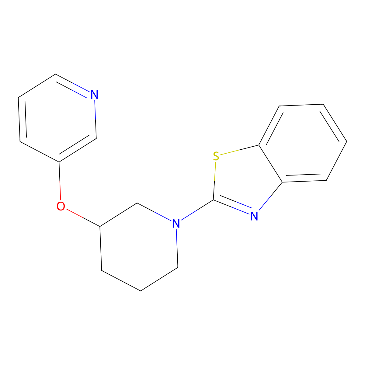 2-[3-(Pyridin-3-yloxy)piperidin-1-yl]-1,3-benzothiazole molecular structure, CAS 2877639-14-8
