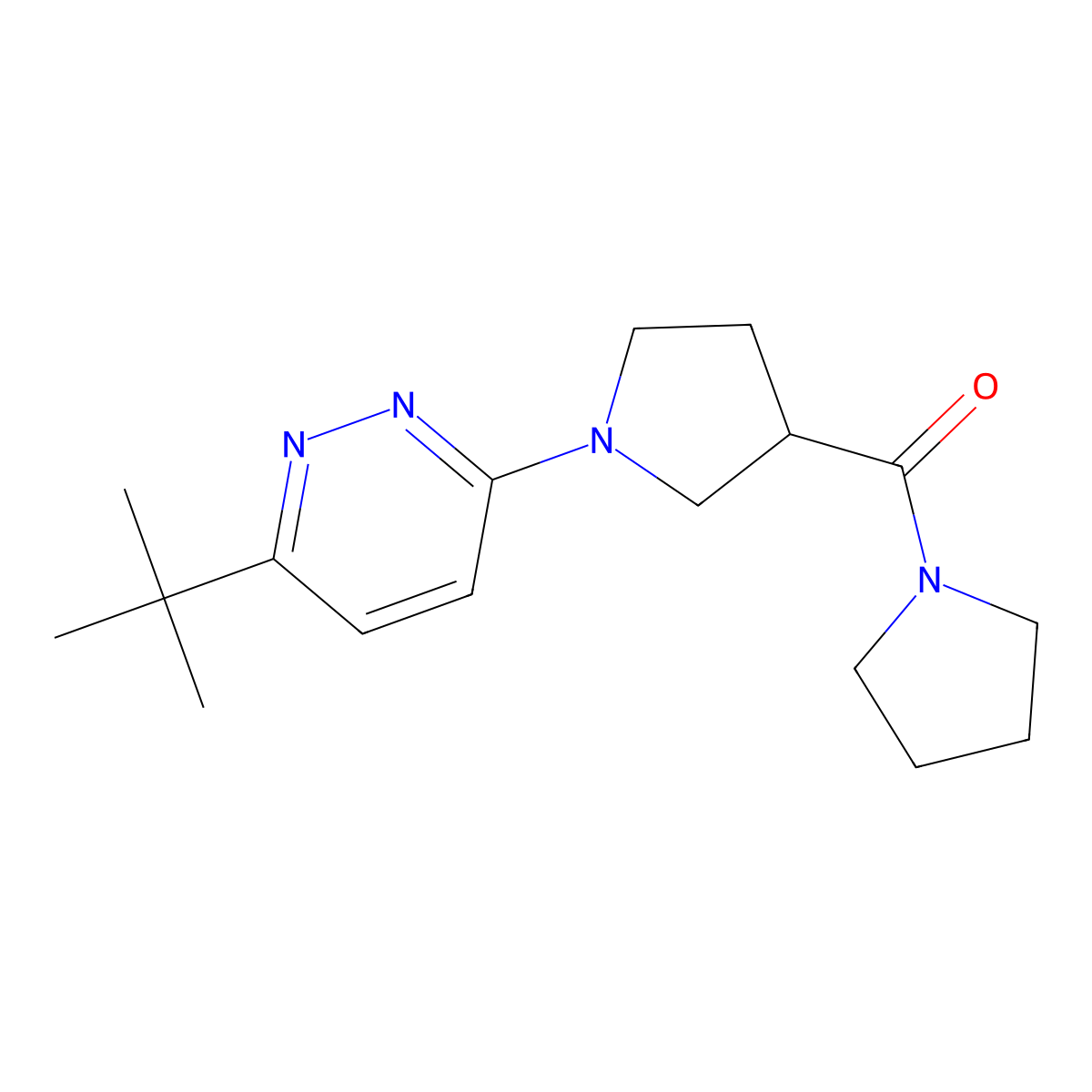 3-Tert-butyl-6-[3-(pyrrolidine-1-carbonyl)pyrrolidin-1-yl]pyridazine molecular structure, CAS 2877639-21-7