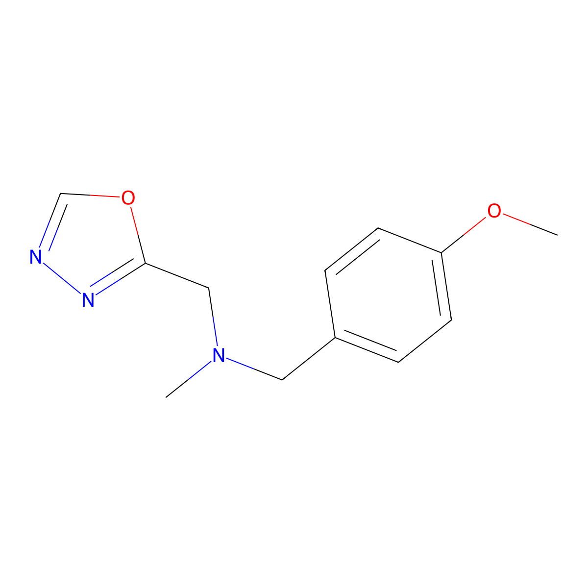 [(4-Methoxyphenyl)methyl](methyl)[(1,3,4-oxadiazol-2-yl)methyl]amine molecular structure, CAS 2877639-24-0