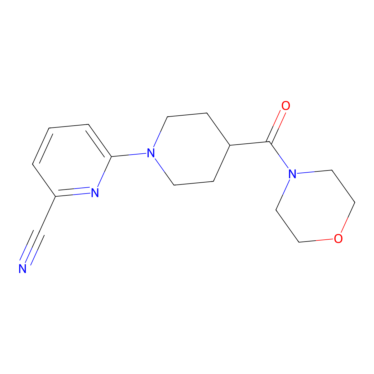 6-[4-(Morpholine-4-carbonyl)piperidin-1-yl]pyridine-2-carbonitrile molecular structure, CAS 2877639-25-1