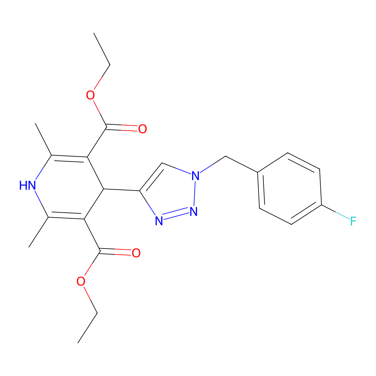 3,5-diethyl 4-{1-[(4-fluorophenyl)methyl]-1H-1,2,3-triazol-4-yl}-2,6-dimethyl-1,4-dihydropyridine-3,5-dicarboxylate molecular structure, CAS 2877639-27-3