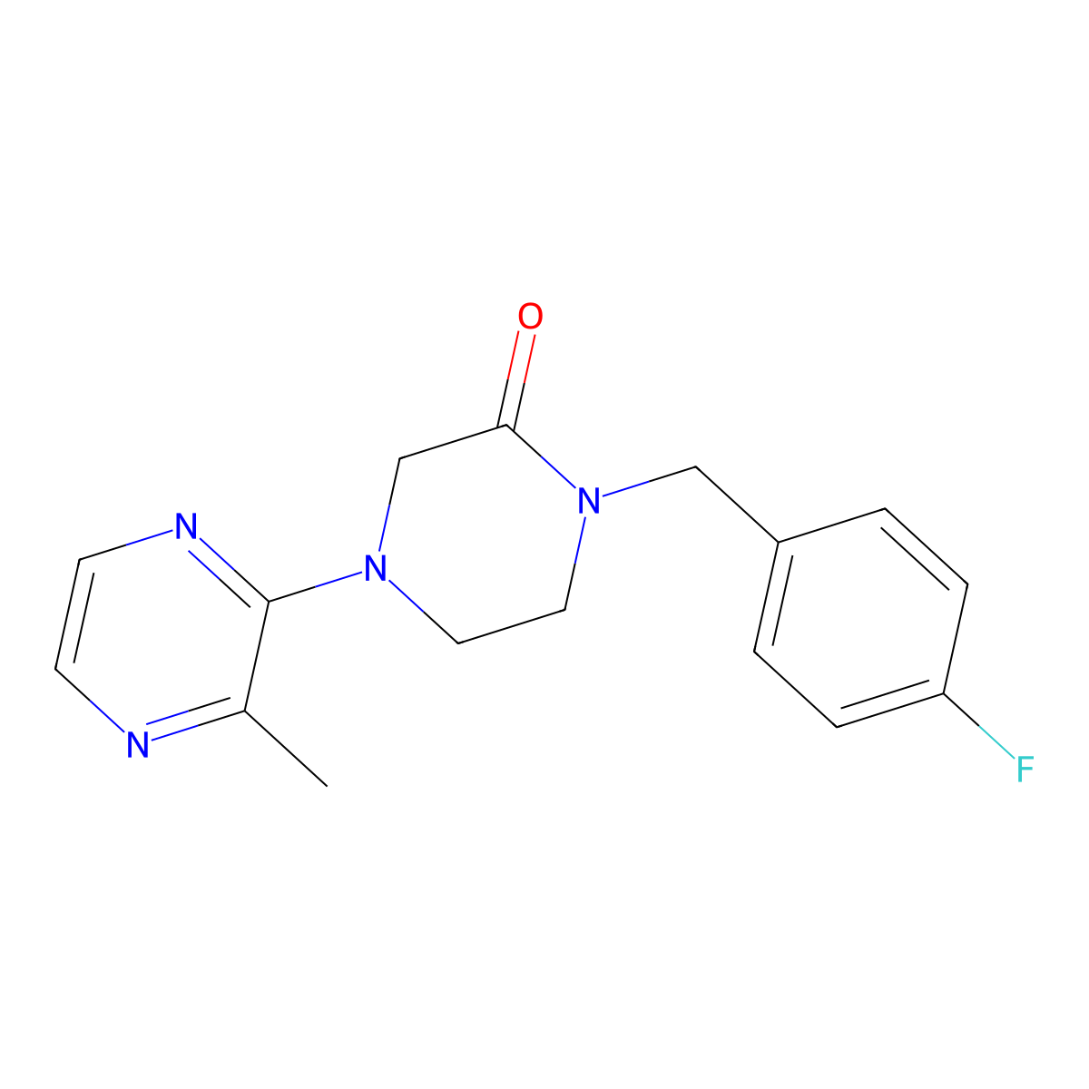 1-[(4-Fluorophenyl)methyl]-4-(3-methylpyrazin-2-yl)piperazin-2-one molecular structure, CAS 2877639-28-4
