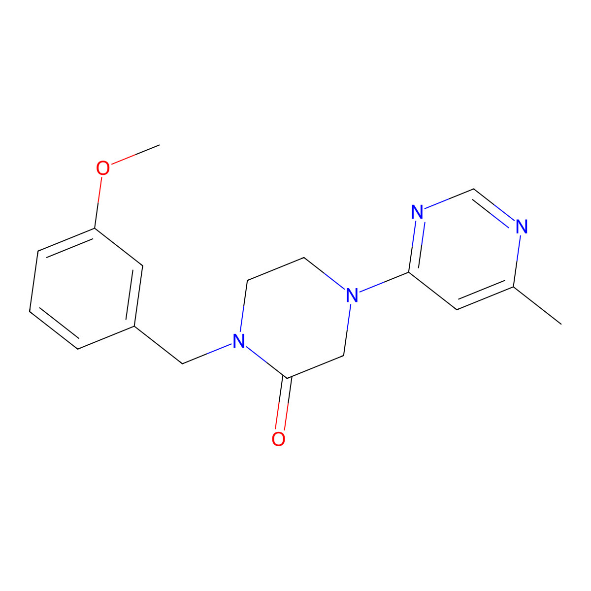1-[(3-Methoxyphenyl)methyl]-4-(6-methylpyrimidin-4-yl)piperazin-2-one molecular structure, CAS 2877639-33-1