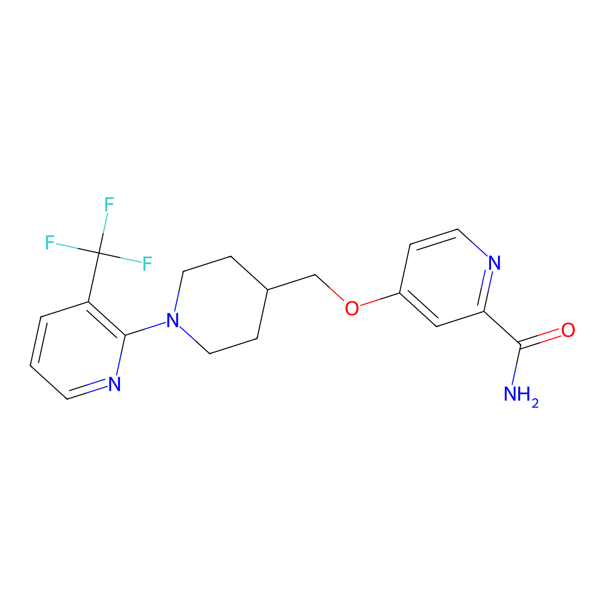 4-({1-[3-(Trifluoromethyl)pyridin-2-yl]piperidin-4-yl}methoxy)pyridine-2-carboxamide molecular structure, CAS 2877639-41-1