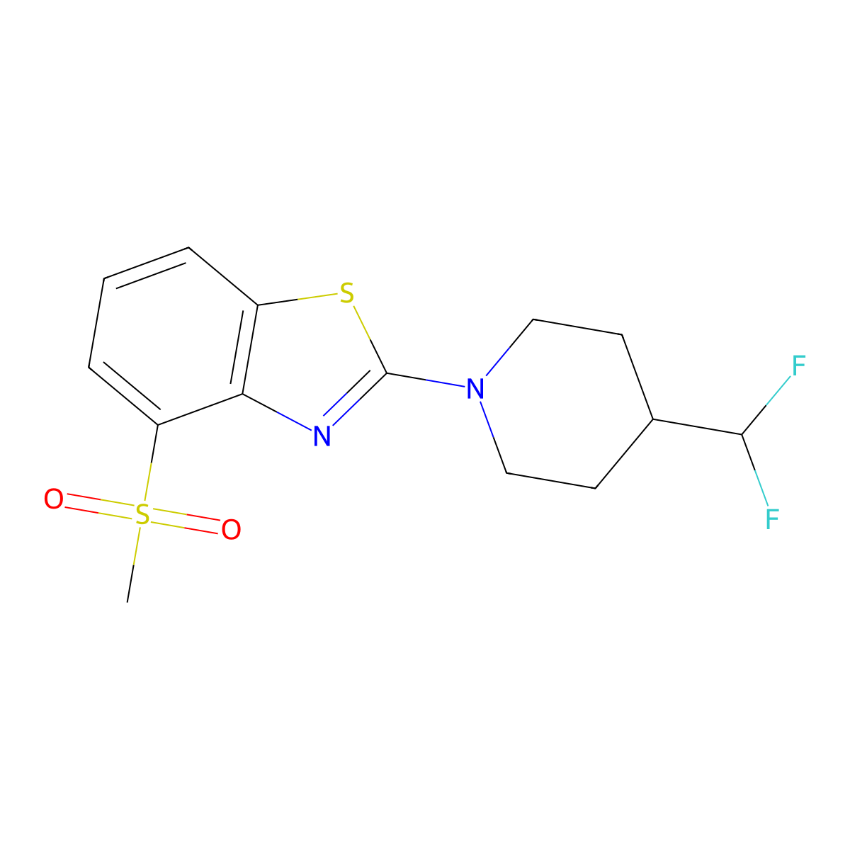 2-[4-(Difluoromethyl)piperidin-1-yl]-4-methanesulfonyl-1,3-benzothiazole molecular structure, CAS 2877639-50-2
