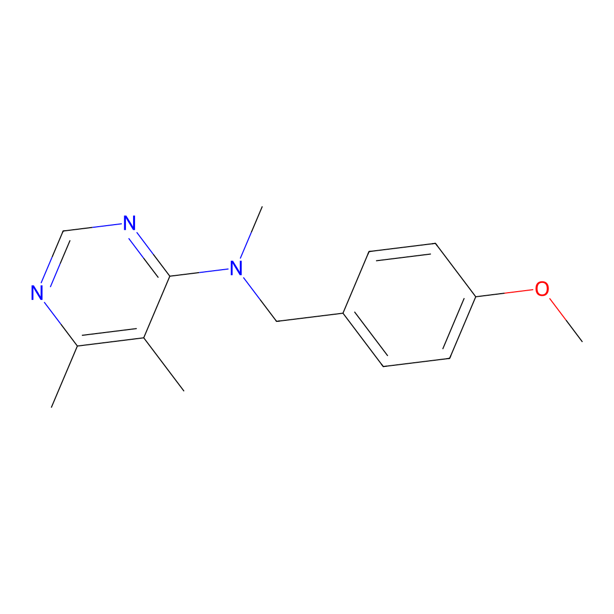 N-[(4-methoxyphenyl)methyl]-N,5,6-trimethylpyrimidin-4-amine molecular structure, CAS 2877639-55-7