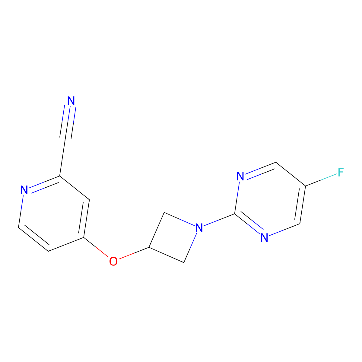 4-{[1-(5-Fluoropyrimidin-2-yl)azetidin-3-yl]oxy}pyridine-2-carbonitrile molecular structure, CAS 2877639-73-9