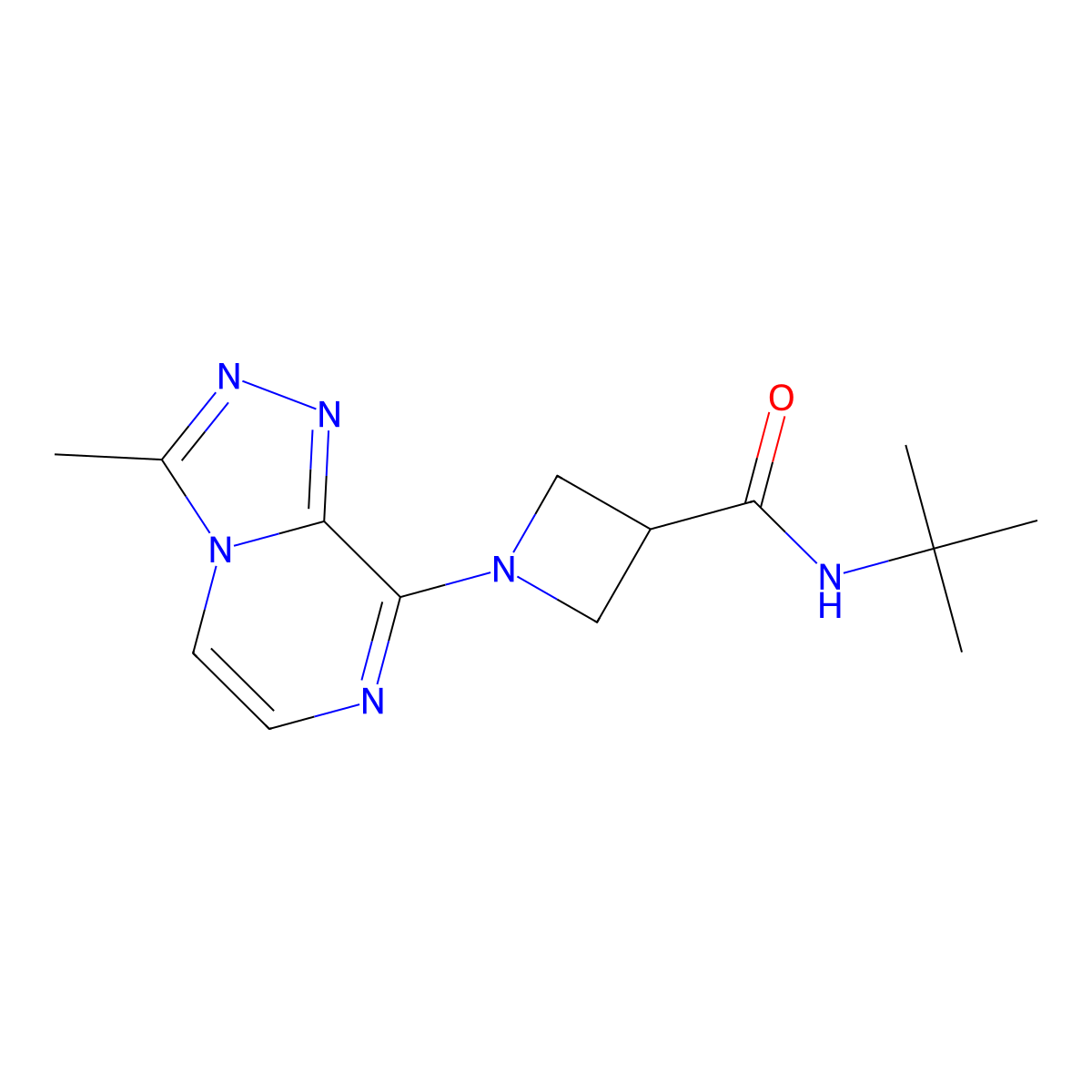 N-tert-butyl-1-{3-methyl-[1,2,4]triazolo[4,3-a]pyrazin-8-yl}azetidine-3-carboxamide molecular structure, CAS 2877639-74-0