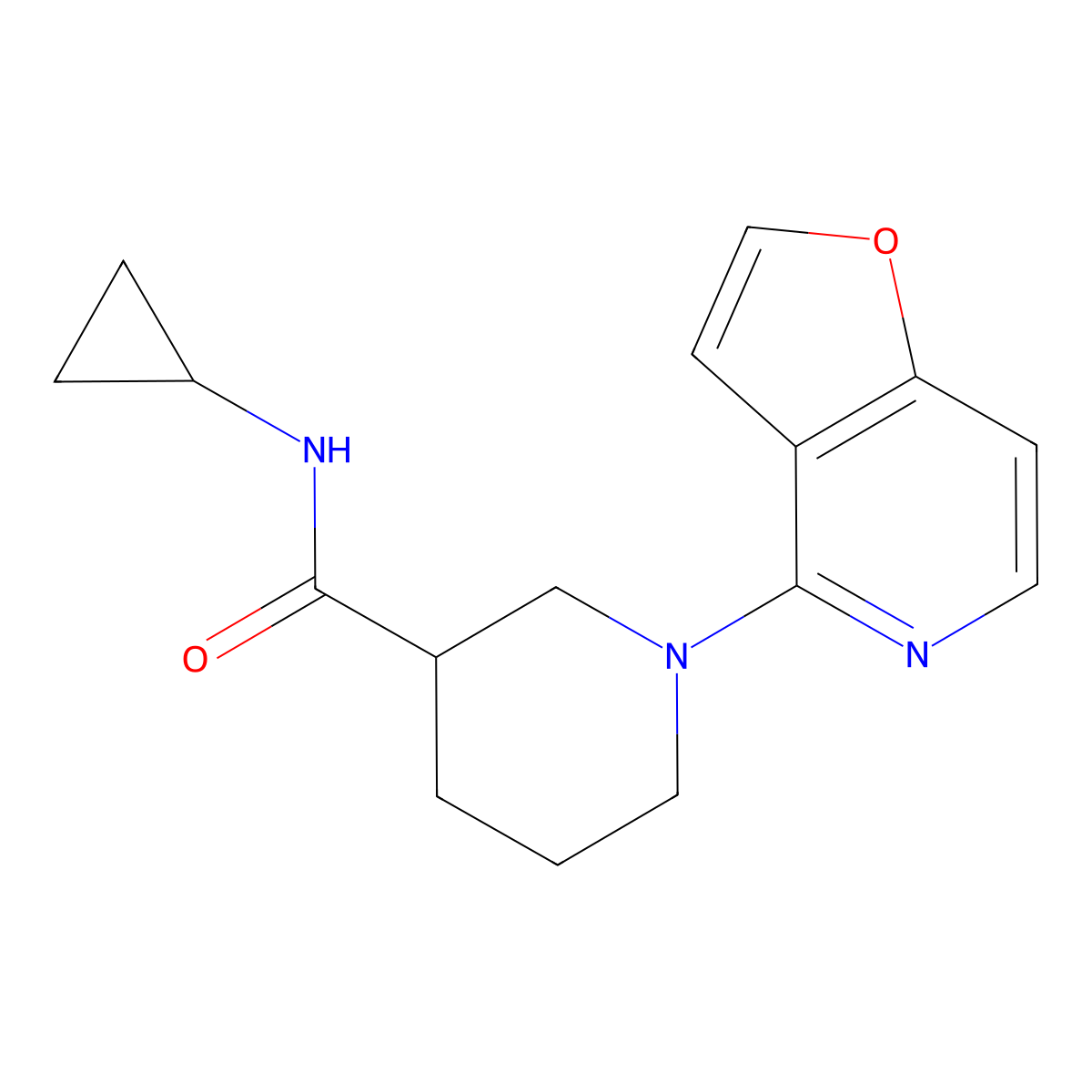 N-cyclopropyl-1-{furo[3,2-c]pyridin-4-yl}piperidine-3-carboxamide molecular structure, CAS 2877639-80-8