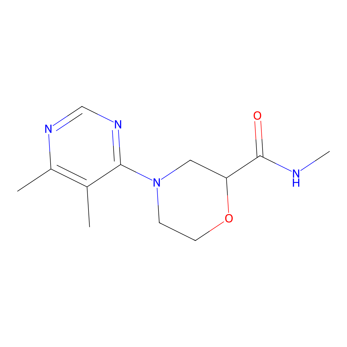 4-(5,6-dimethylpyrimidin-4-yl)-N-methylmorpholine-2-carboxamide molecular structure, CAS 2877639-89-7