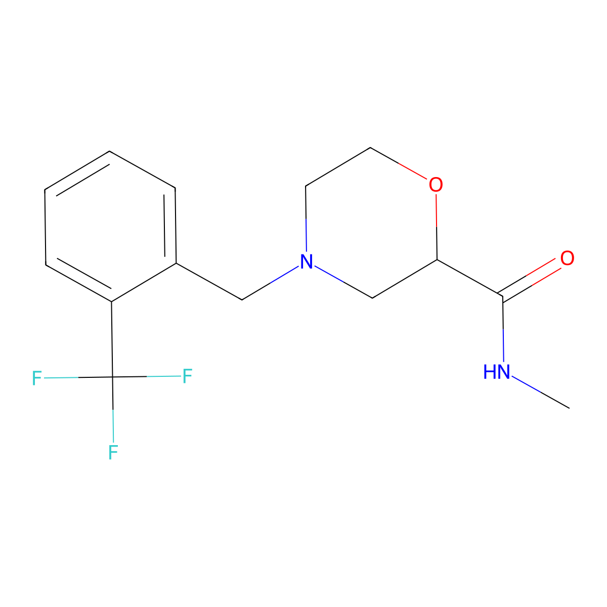 N-methyl-4-{[2-(trifluoromethyl)phenyl]methyl}morpholine-2-carboxamide molecular structure, CAS 2877639-91-1