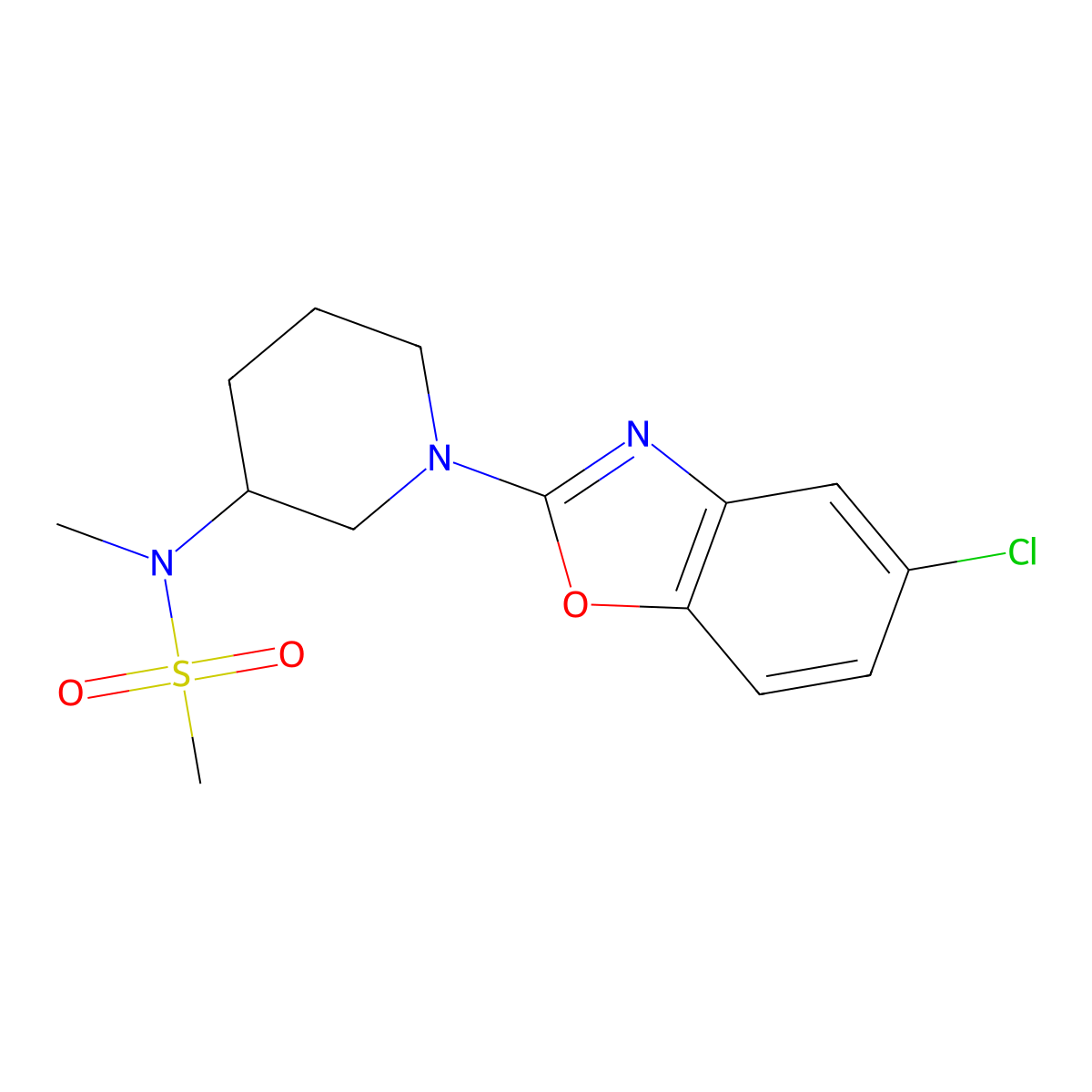 N-[1-(5-chloro-1,3-benzoxazol-2-yl)piperidin-3-yl]-N-methylmethanesulfonamide molecular structure, CAS 2877639-93-3