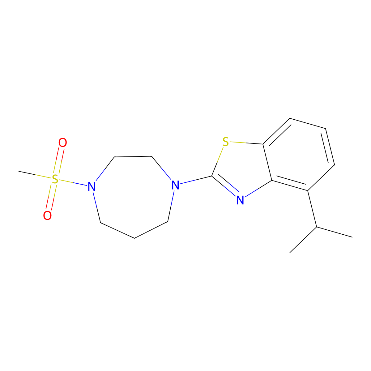 2-(4-Methanesulfonyl-1,4-diazepan-1-yl)-4-(propan-2-yl)-1,3-benzothiazole molecular structure, CAS 2877640-05-4