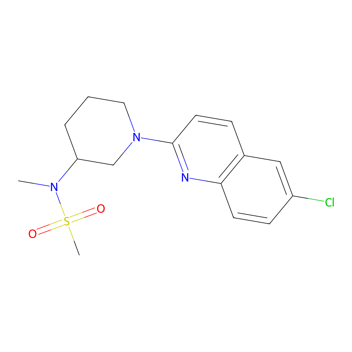 N-[1-(6-chloroquinolin-2-yl)piperidin-3-yl]-N-methylmethanesulfonamide molecular structure, CAS 2877640-07-6