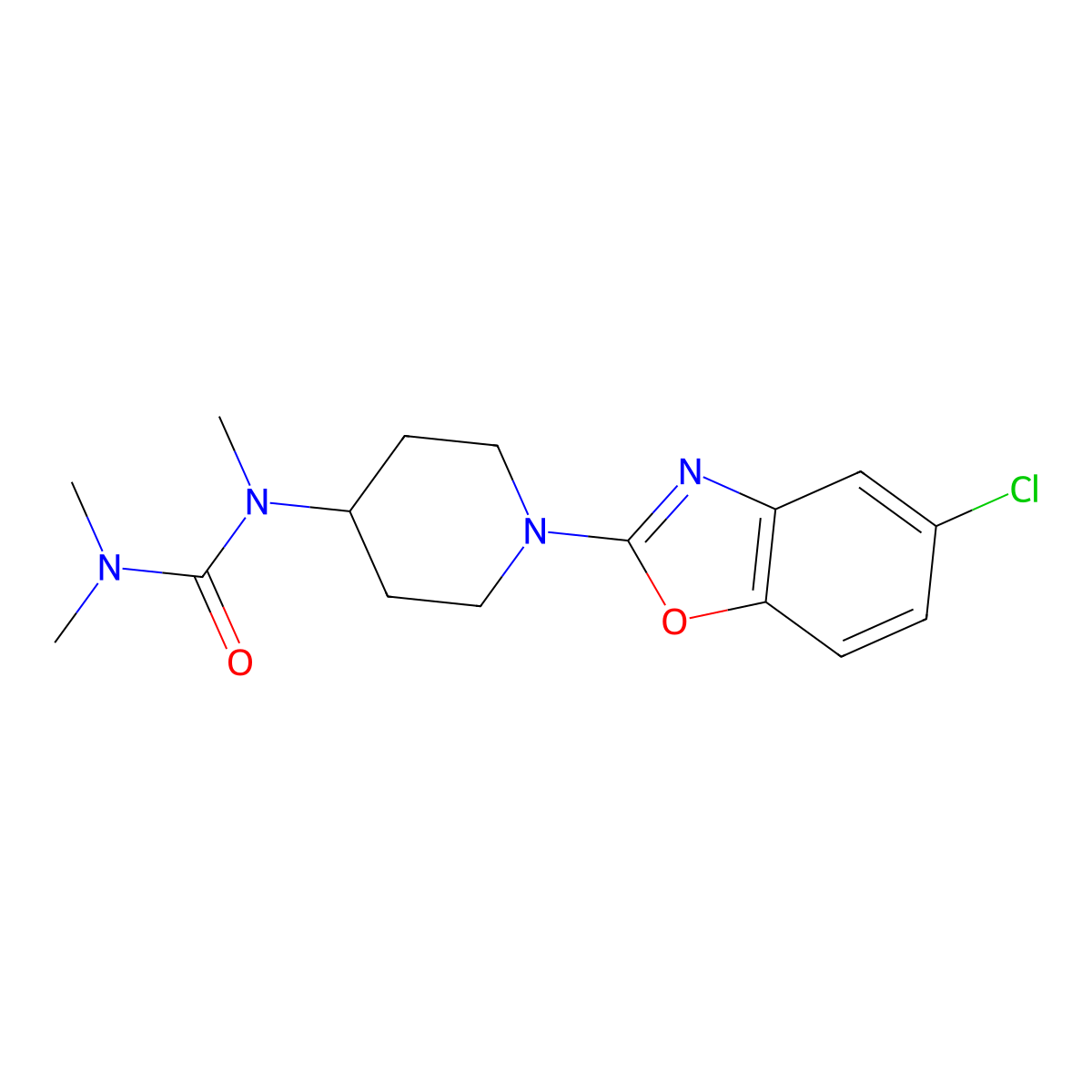 1-[1-(5-Chloro-1,3-benzoxazol-2-yl)piperidin-4-yl]-1,3,3-trimethylurea molecular structure, CAS 2877640-10-1