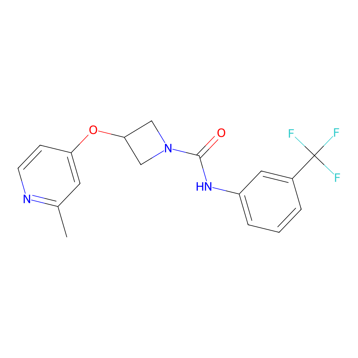 3-[(2-methylpyridin-4-yl)oxy]-N-[3-(trifluoromethyl)phenyl]azetidine-1-carboxamide molecular structure, CAS 2877640-14-5