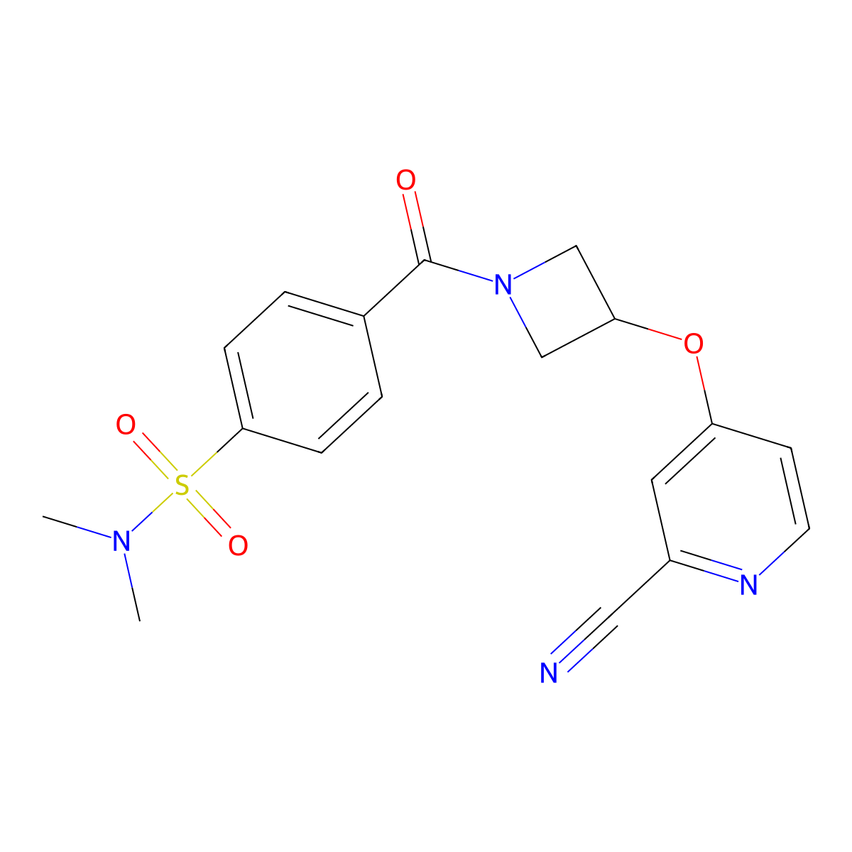 4-{3-[(2-cyanopyridin-4-yl)oxy]azetidine-1-carbonyl}-N,N-dimethylbenzene-1-sulfonamide molecular structure, CAS 2877640-15-6