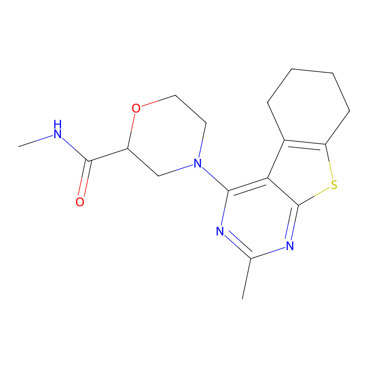 N-methyl-4-{5-methyl-8-thia-4,6-diazatricyclo[7.4.0.0^{2,7}]trideca-1(9),2,4,6-tetraen-3-yl}morpholine-2-carboxamide molecular structure, CAS 2877640-18-9