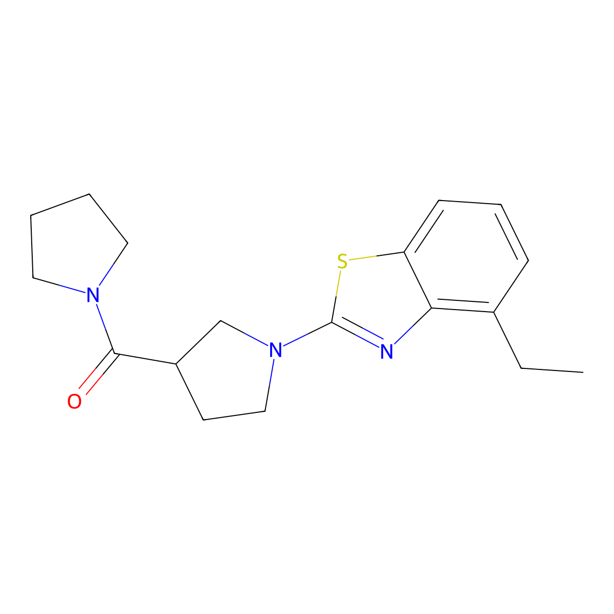 4-Ethyl-2-[3-(pyrrolidine-1-carbonyl)pyrrolidin-1-yl]-1,3-benzothiazole molecular structure, CAS 2877640-20-3