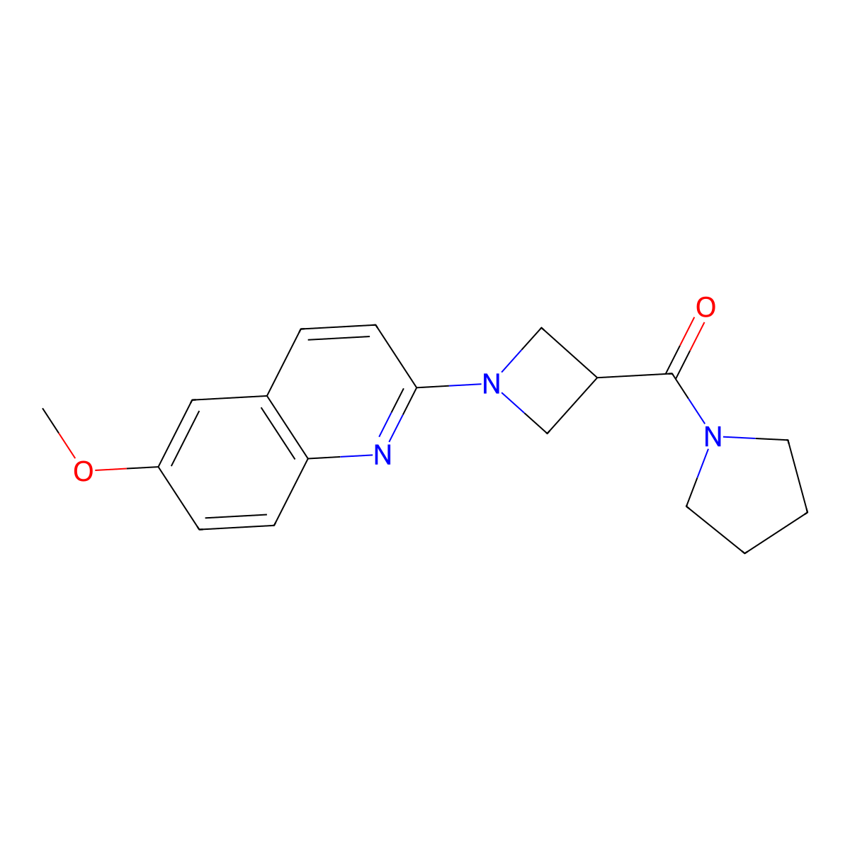 6-Methoxy-2-[3-(pyrrolidine-1-carbonyl)azetidin-1-yl]quinoline molecular structure, CAS 2877640-23-6
