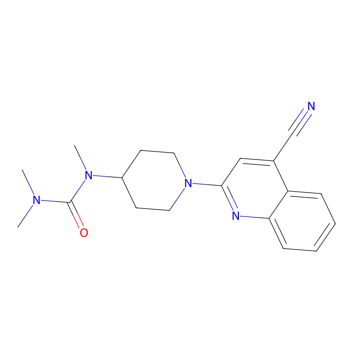 1-[1-(4-Cyanoquinolin-2-yl)piperidin-4-yl]-1,3,3-trimethylurea molecular structure, CAS 2877640-26-9