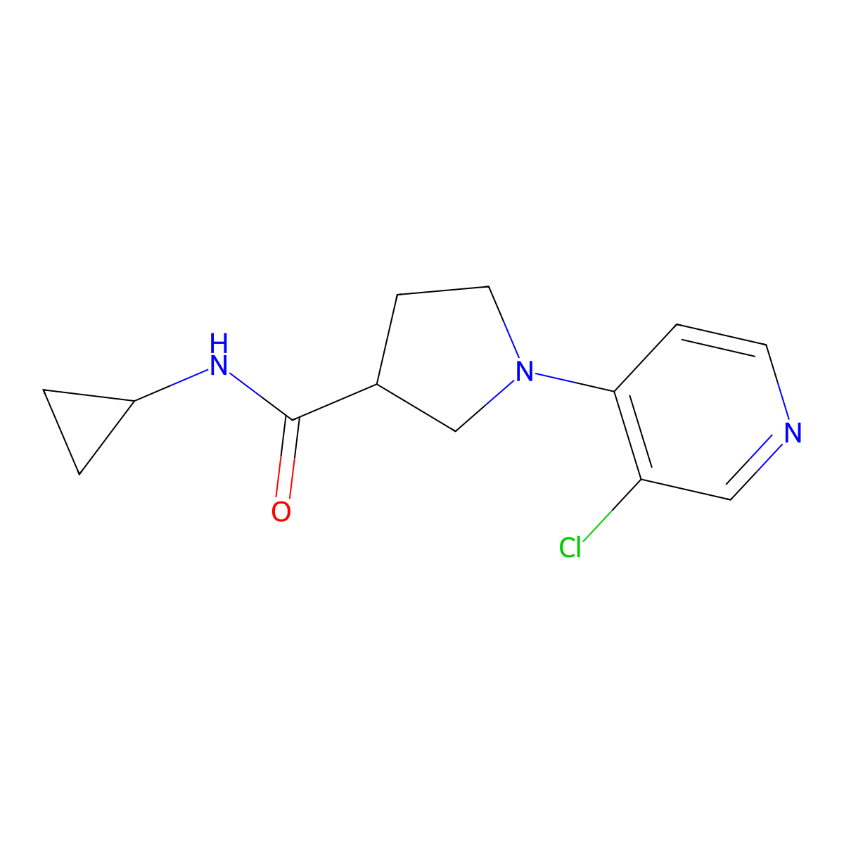1-(3-chloropyridin-4-yl)-N-cyclopropylpyrrolidine-3-carboxamide molecular structure, CAS 2877640-27-0