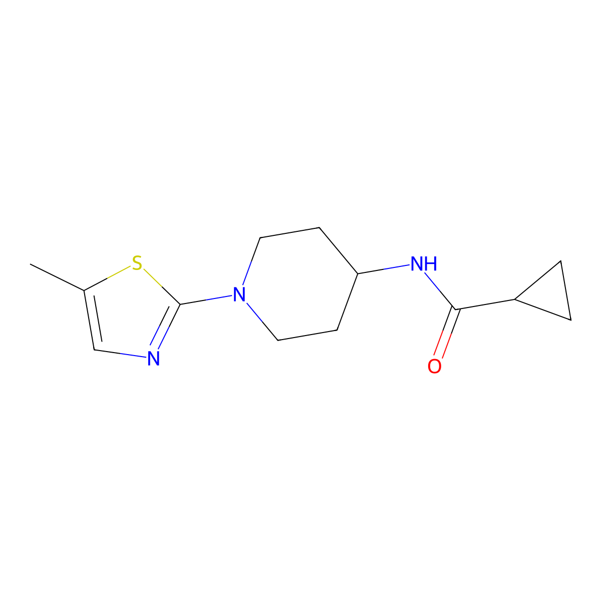 N-[1-(5-methyl-1,3-thiazol-2-yl)piperidin-4-yl]cyclopropanecarboxamide molecular structure, CAS 2877640-28-1