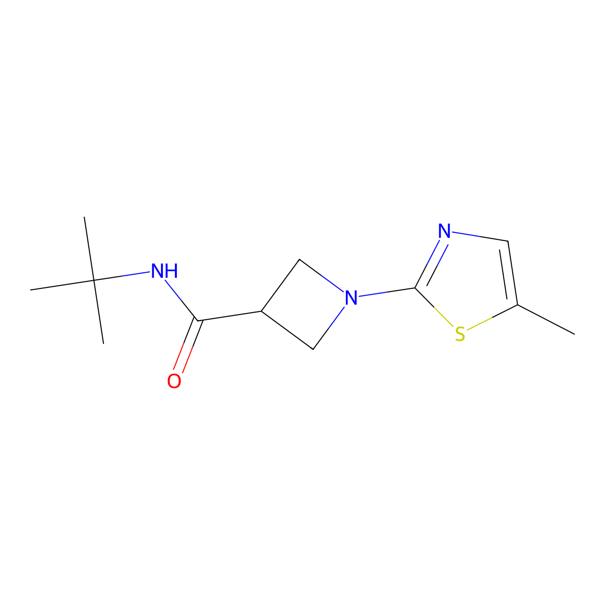 N-tert-butyl-1-(5-methyl-1,3-thiazol-2-yl)azetidine-3-carboxamide molecular structure, CAS 2877640-31-6