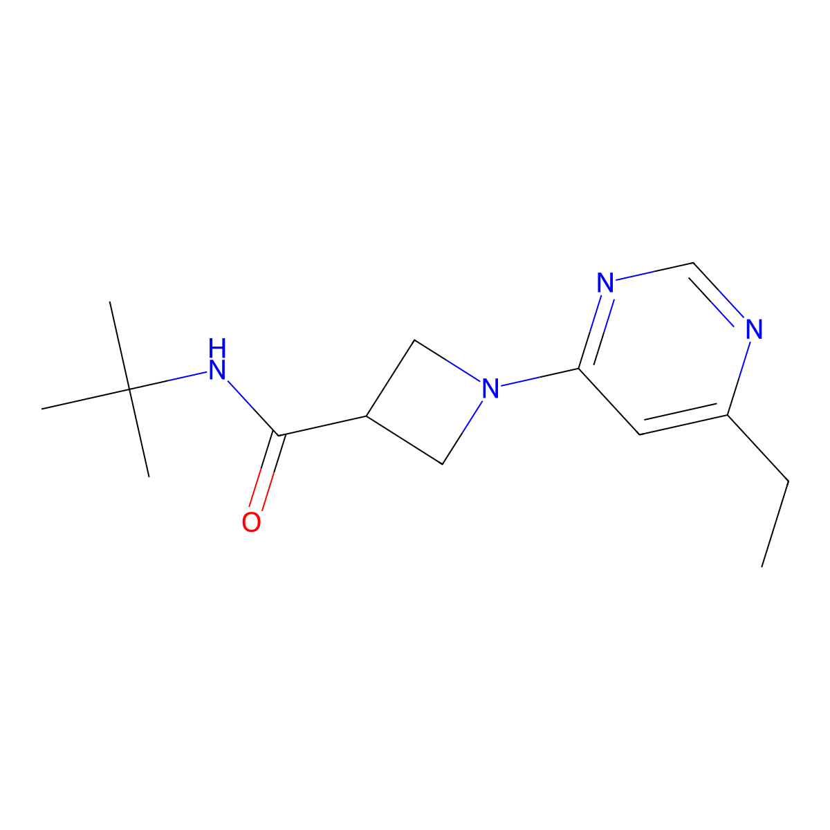 N-tert-butyl-1-(6-ethylpyrimidin-4-yl)azetidine-3-carboxamide molecular structure, CAS 2877640-32-7