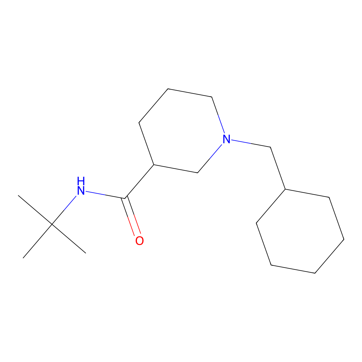 N-tert-butyl-1-(cyclohexylmethyl)piperidine-3-carboxamide molecular structure, CAS 2877640-34-9