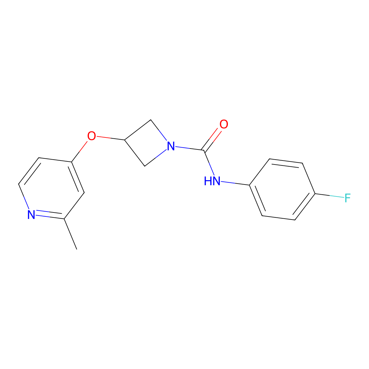 N-(4-fluorophenyl)-3-[(2-methylpyridin-4-yl)oxy]azetidine-1-carboxamide molecular structure, CAS 2877640-41-8