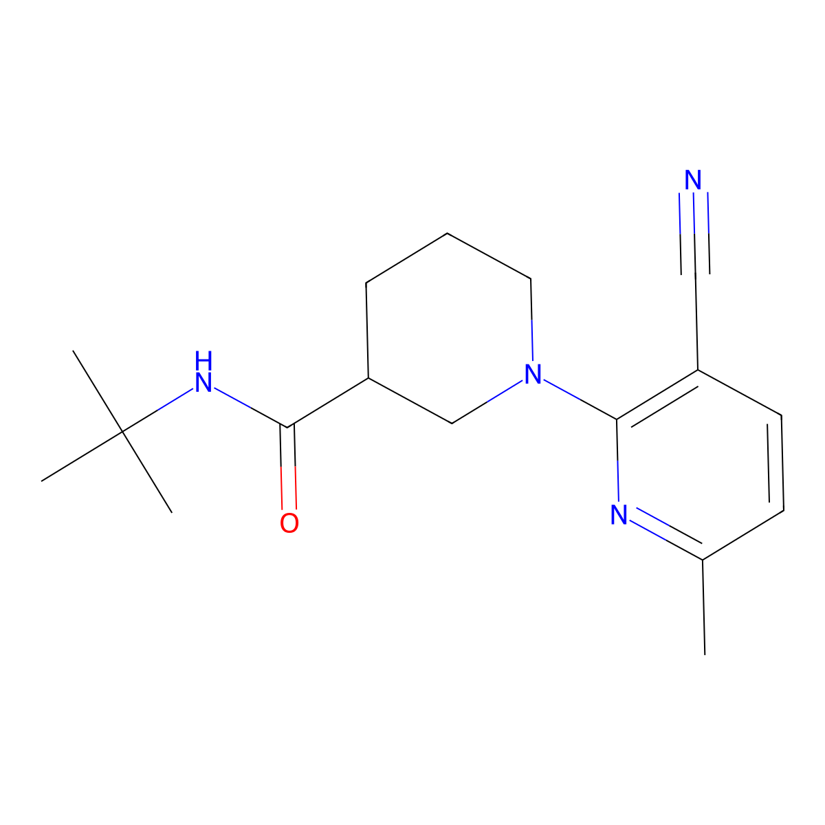 N-tert-butyl-1-(3-cyano-6-methylpyridin-2-yl)piperidine-3-carboxamide molecular structure, CAS 2877640-46-3